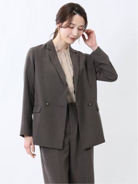 【タカキュー/TAKA-Q】の杢調 ダブルジャケット こげ茶(セットアップ可能) 人気、トレンドファッション・服の通販 founy(ファニー) ファッション Fashion レディースファッション WOMEN アウター Coat Outerwear ジャケット Jackets クラシック Classic シンプル Simple ジャケット Jacket セットアップ Set Up ダブル Double フラップ Flap ベーシック Basic ポケット Pocket 夏 Summer 洗える Washable |ID:prp329100004520309