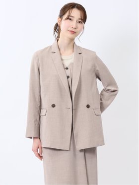 【タカキュー/TAKA-Q】の杢調 ダブルジャケット ベージュ(セットアップ可能) 人気、トレンドファッション・服の通販 founy(ファニー) ファッション Fashion レディースファッション WOMEN アウター Coat Outerwear ジャケット Jackets クラシック Classic シンプル Simple ジャケット Jacket セットアップ Set Up ダブル Double フラップ Flap ベーシック Basic ポケット Pocket 夏 Summer 洗える Washable |ID:prp329100004520310