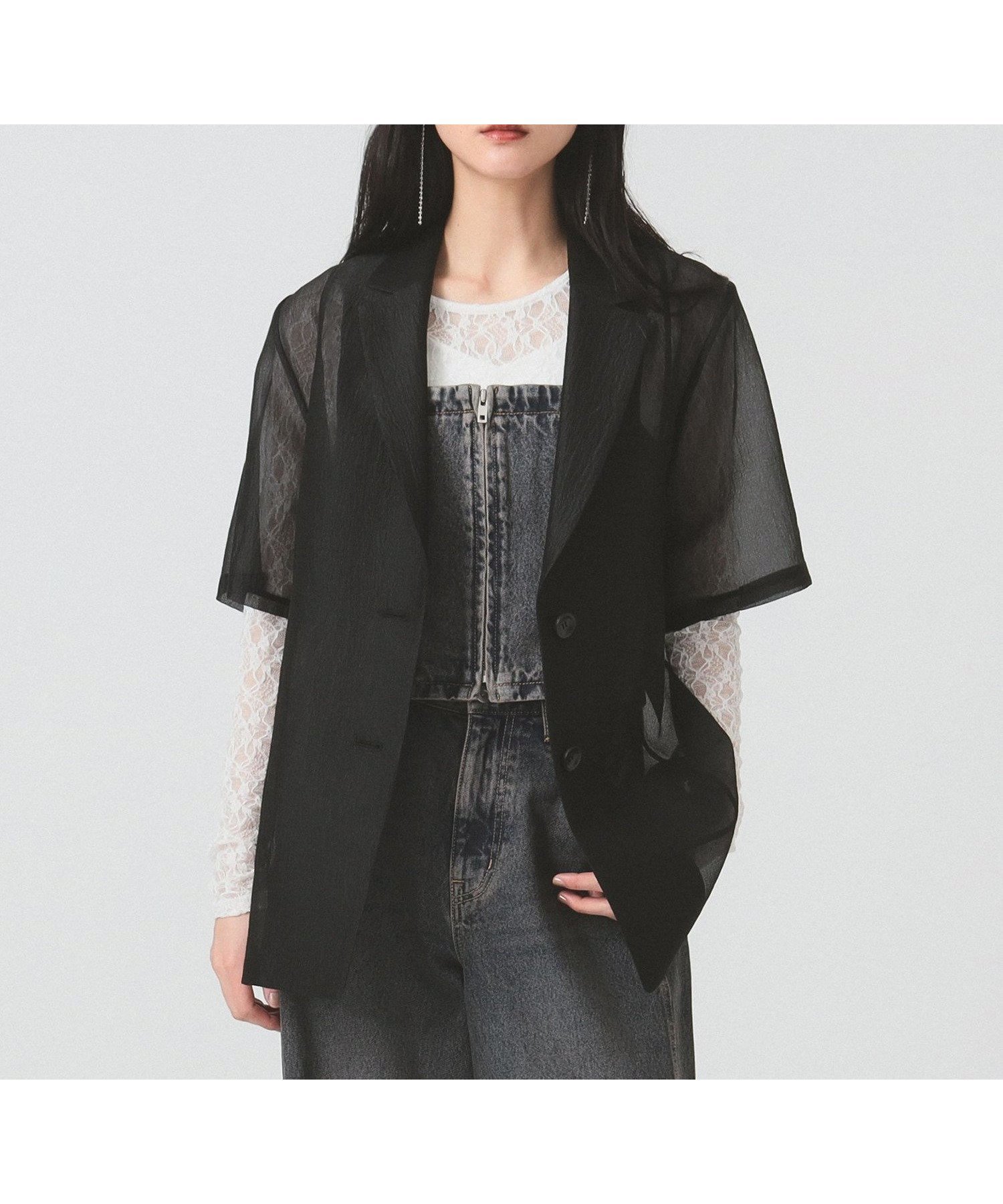 【ビームス ウイメン/BEAMS】の【シアー/半袖/きれいめ】オーガンジー ハーフスリーブ ジャケット 25SS インテリア・キッズ・メンズ・レディースファッション・服の通販 founy(ファニー) 　ファッション　Fashion　レディースファッション　WOMEN　アウター　Coat Outerwear　ジャケット　Jackets　2025年　2025　2025春夏・S/S　Ss,Spring/Summer,2025　オーガンジー　Organdy　シアー　Sheer　ジャケット　Jacket　スリーブ　Sleeve　ハーフ　Half　半袖　Short Sleeve　BLACK|ID: prp329100004520444 ipo3291000000031963340