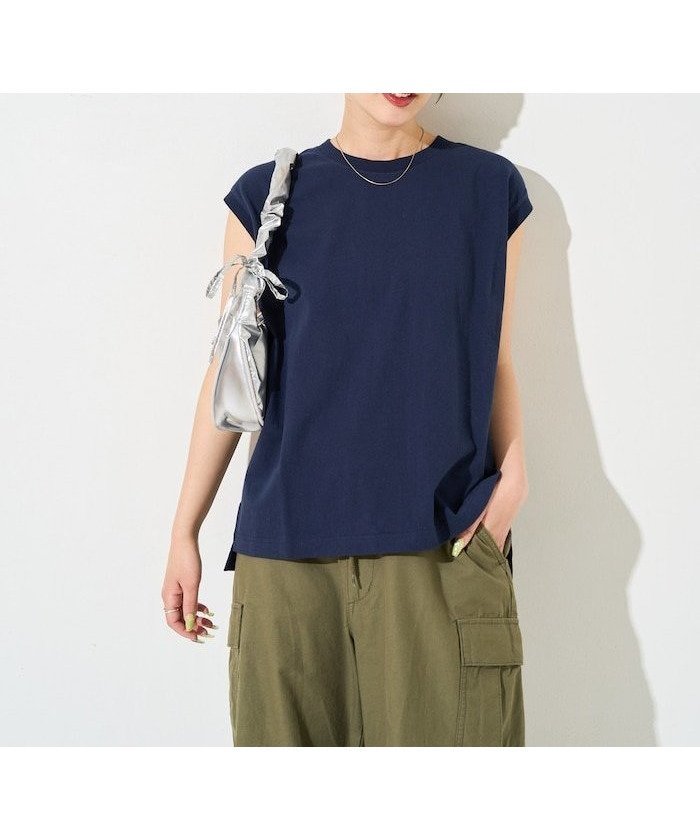 【フリークスストア/FREAK'S STORE】のノースリーブ Tシャツ【限定展開】 25SS インテリア・キッズ・メンズ・レディースファッション・服の通販 founy(ファニー) 　ファッション　Fashion　レディースファッション　WOMEN　トップス・カットソー　Tops/Tshirt　キャミソール / ノースリーブ　No Sleeves　シャツ/ブラウス　Shirts/Blouses　ロング / Tシャツ　T-Shirts　2025年　2025　2025春夏・S/S　Ss,Spring/Summer,2025　コンパクト　Compact　ショルダー　Shoulder　スリット　Slit　ドロップ　Drop　ノースリーブ　No Sleeve　ベーシック　Basic　ボーダー　Border　人気　Popularity　夏　Summer　定番　Standard　S/S・春夏　Ss・Spring/Summer　ネイビー|ID: prp329100004520586 ipo3291000000032268719