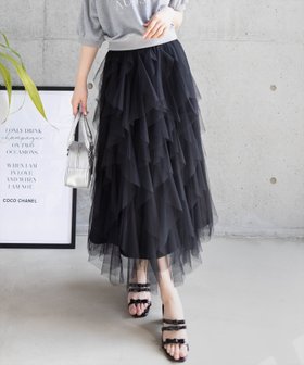 【クリア/clear】のチュールフリルロングスカート 人気、トレンドファッション・服の通販 founy(ファニー) ファッション Fashion レディースファッション WOMEN スカート Skirt ロングスカート Long Skirt カーディガン Cardigan スウェット Sweat チュール Tulle リボン Ribbon ロング Long |ID:prp329100004520607