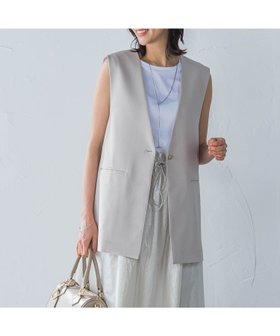 【ロートレ アモン/LAUTRE AMONT】のVカラーリネンライクジレ≪洗濯機で洗える≫ 人気、トレンドファッション・服の通販 founy(ファニー) ファッション Fashion レディースファッション WOMEN アウター Coat Outerwear トップス・カットソー Tops/Tshirt ベスト/ジレ Gilets/Vests ストレッチ Stretch スリット Slit フロント Front ベスト Vest メランジ Melange リネン Linen 吸水 Water Absorption 洗える Washable |ID:prp329100004521263