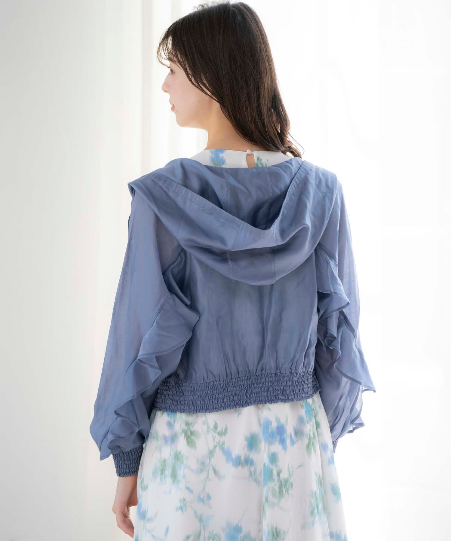 【ノエラ/Noela】のシアーフリルブルゾン インテリア・キッズ・メンズ・レディースファッション・服の通販 founy(ファニー) 　ファッション　Fashion　レディースファッション　WOMEN　アウター　Coat Outerwear　ブルゾン　Blouson/Jackets　エアリー　Airy　シアー　Sheer　フィット　Fit　フリル　Frills　ポケット　Pocket　夏　Summer　春　Spring　秋　Autumn/Fall　ブルー|ID: prp329100004521304 ipo3291000000031976513