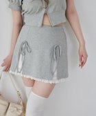 【ナイスクラップ/NICE CLAUP】の【セットアップ対応】リボン付きカットミニスカート グレー|ID: prp329100004521674 ipo3291000000031980413