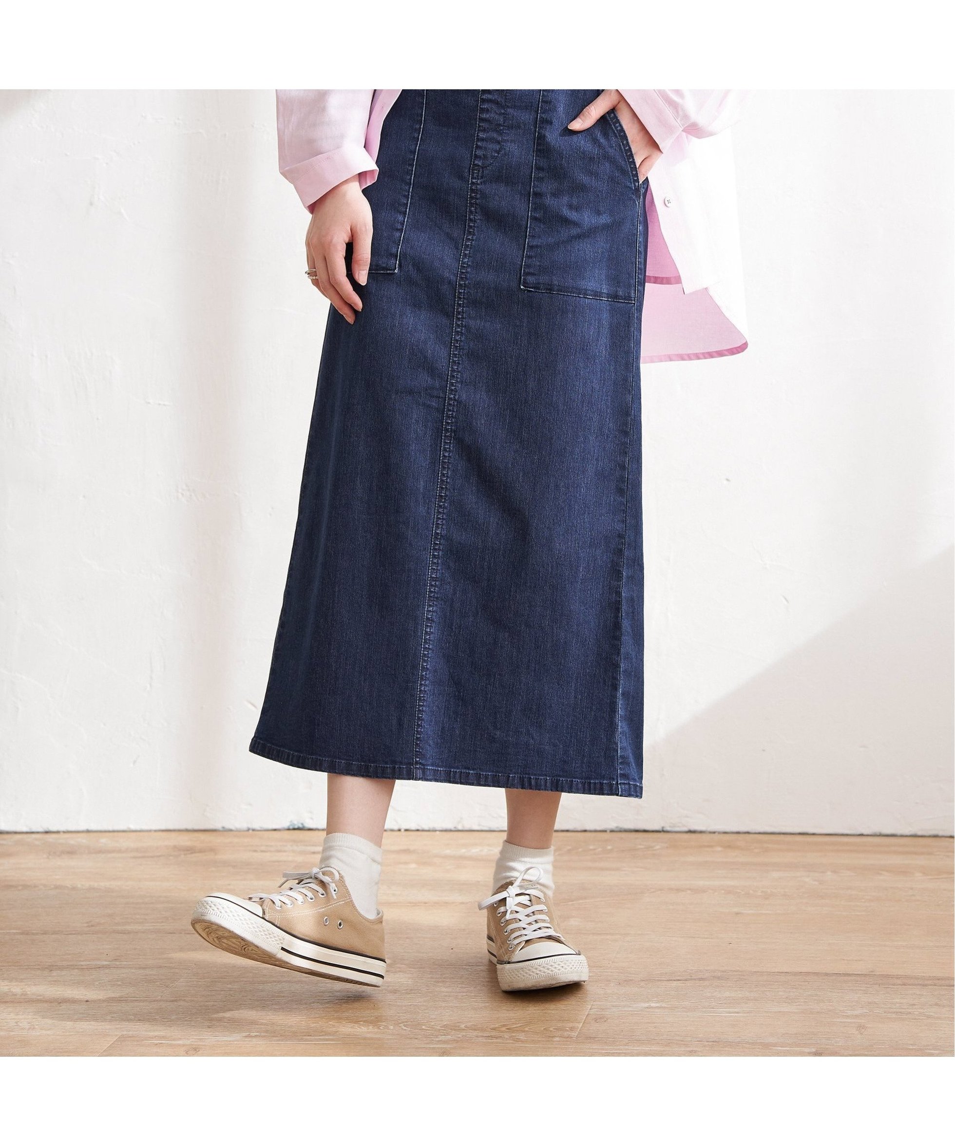 【エルビーシー/LBC】のさらひやプラスIラインスカート インテリア・キッズ・メンズ・レディースファッション・服の通販 founy(ファニー) 　ファッション　Fashion　レディースファッション　WOMEN　スカート　Skirt　シンプル　Simple　ストレッチ　Stretch　吸水　Water Absorption　抗菌　Antibacterial　ネイビーブルー|ID: prp329100004521676 ipo3291000000032312104