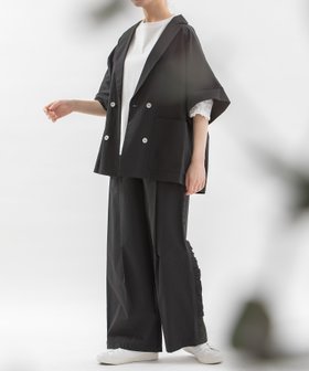 【プードゥドゥ/POU DOU DOU】のCloche半袖テーラードジャケット 人気、トレンドファッション・服の通販 founy(ファニー) ファッション Fashion レディースファッション WOMEN アウター Coat Outerwear ジャケット Jackets テーラードジャケット Tailored Jackets カフス Cuffs シンプル Simple ジャケット Jacket スマート Smart セットアップ Set Up ダブル Double バランス Balance フォルム Form 半袖 Short Sleeve マニッシュ Mannish リラックス Relax ワイド Wide おすすめ Recommend 夏 Summer |ID:prp329100004522043