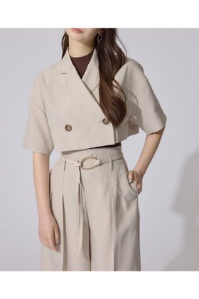 【リエンダ/rienda】のリネンライククロップドハーフスリーブジャケット 人気、トレンドファッション・服の通販 founy(ファニー) ファッション Fashion レディースファッション WOMEN アウター Coat Outerwear ジャケット Jackets おすすめ Recommend セットアップ Set Up 再入荷 Restock/Back In Stock/Re Arrival |ID:prp329100004522089
