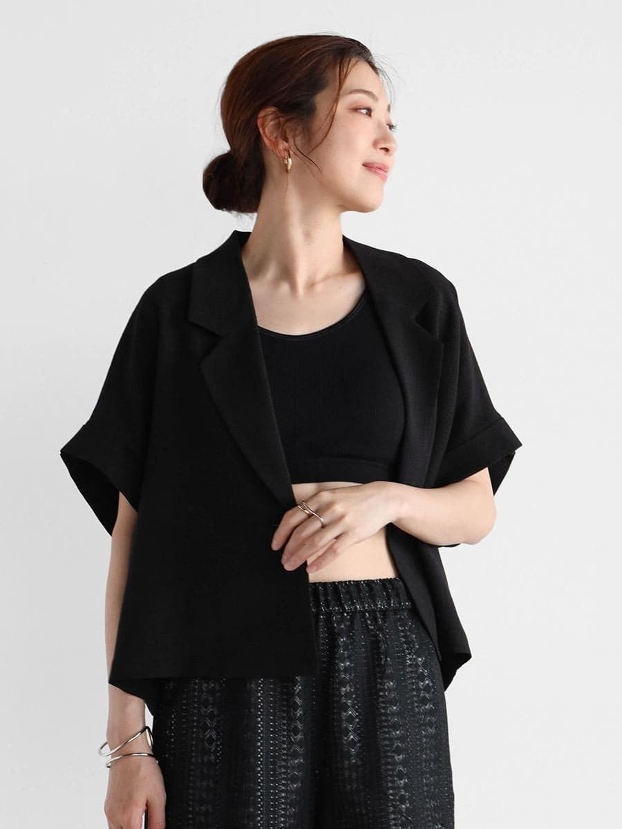 【ヴァン/Vin】のリネンライクハーフスリーブジャケット 人気、トレンドファッション・服の通販 founy(ファニー) 　ファッション　Fashion　レディースファッション　WOMEN　アウター　Coat Outerwear　ジャケット　Jackets　おすすめ　Recommend　インナー　Inner　セットアップ　Set Up　 other-1|ID: prp329100004522092 ipo3291000000031985537