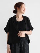 【ヴァン/Vin】のリネンライクハーフスリーブジャケット 人気、トレンドファッション・服の通販 founy(ファニー) ファッション Fashion レディースファッション WOMEN アウター Coat Outerwear ジャケット Jackets おすすめ Recommend インナー Inner セットアップ Set Up thumbnail ブラック|ID: prp329100004522092 ipo3291000000031985538