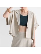 【ヴァン/Vin】のリネンライクハーフスリーブジャケット 人気、トレンドファッション・服の通販 founy(ファニー) ファッション Fashion レディースファッション WOMEN アウター Coat Outerwear ジャケット Jackets おすすめ Recommend インナー Inner セットアップ Set Up thumbnail グレージュ|ID: prp329100004522092 ipo3291000000031985543