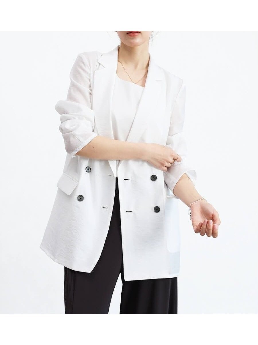 【ヴァン/Vin】のテーラーカラーライトジャケット インテリア・キッズ・メンズ・レディースファッション・服の通販 founy(ファニー) 　ファッション　Fashion　レディースファッション　Fashion for Women　アウター　Coat / Outerwear Collection　レディースジャケット・軽アウター　Jackets　なめらか　Smooth, Silky Texture　シアー　Sheer, See-Through　ジャケット　Jacket, Outerwear　ベーシック　Basic, Essential　ワイド　Wide, Wide Fit　夏　Summer　軽量　Lightweight, Ultra Light　ホワイト|ID: prp329100004522094 ipo3291000000031985562