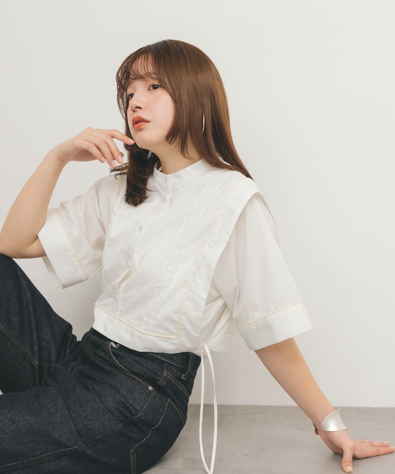 【ケービーエフ/KBF / URBAN RESEARCH】のパイピングレイヤードシャツ インテリア・キッズ・メンズ・レディースファッション・服の通販 founy(ファニー) 　ファッション　Fashion　レディースファッション　WOMEN　トップス・カットソー　Tops/Tshirt　シャツ/ブラウス　Shirts/Blouses　2025年　2025　2025春夏・S/S　Ss,Spring/Summer,2025　サテン　Satin　スラックス　Slacks　デニム　Denim　夏　Summer　S/S・春夏　Ss・Spring/Summer　OFF|ID: prp329100004522154 ipo3291000000031986412