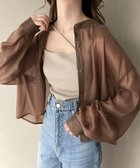 【ジュノア/JUNOAH】のスタンドカラーシアーショートシャツ ブラウン|ID: prp329100004522454 ipo3291000000031989883
