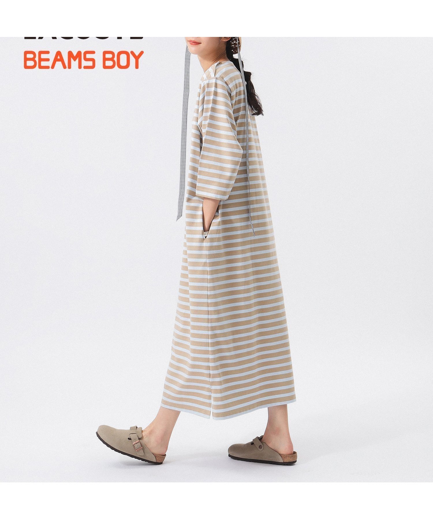 【ビームス ウイメン/BEAMS】の【7/3新規値下げ】【別注】LACOSTE / ボーダー ハーフスリーブ ドレス ワンピース 25SS 旅行 スポーツミックス リラックスワンピース インテリア・キッズ・メンズ・レディースファッション・服の通販 founy(ファニー) 　ファッション　Fashion　レディースファッション　Fashion for Women　ワンピース　Dresses　フォーマル・パーティードレス・結婚式用ドレス　Elegant & Casual Dresses　スポーツウェア　Functional & Stylish Sportswear　スポーツ ワンピース　Athletic Dress / Tennis Dress　アクセサリー　Fashion Accessories　インナー　Innerwear　春　Spring　キャミソール　Camisole, Spaghetti Strap Top　サンダル　Sandals, Summer Shoes　スニーカー　Sneakers, Trainers　スポーツ　Sports, Activewear　スリーブ　Sleeve, Long Sleeve / Short Sleeve　タンク　Tank Top, Sleeveless Top　デコルテ　Décolleté, Neckline　ドレス　Dress, One-Piece　ハーフ　Half, Half-Length　ボーダー　Border, Stripe　別注　Limited Edition, Custom Order　ミックス　Mix, Mixed Style　リラックス　Relax, Relaxed Fit　S/S・春夏　SS, Spring/Summer, Warm Season　おすすめ　Recommended / Our Picks　お家時間・ステイホーム　Stay Home / At Home　夏　Summer　旅行　Travel　エレガント 上品　Elegant　2025年　2025　2025春夏・S/S　Spring/Summer 2025 SS25　BEIGE*SAX|ID: prp329100004522459 ipo3291000000032752322