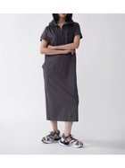 【ラシュッド/LASUD】のハーフZIPフードワンピース チャコールグレー|ID: prp329100004522506 ipo3291000000031990254