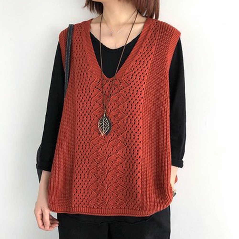 【ミニミニストア/miniministore】のニットベスト レディース ニットジレ秋冬 インテリア・キッズ・メンズ・レディースファッション・服の通販 founy(ファニー) 　ファッション　Fashion　レディースファッション　WOMEN　アウター　Coat Outerwear　トップス・カットソー　Tops/Tshirt　ニット　Knit Tops　ベスト/ジレ　Gilets/Vests　アクリル　Acrylic　セーター　Sweater　タートルネック　Turtleneck　ベスト　Vest　エレガント 上品　Elegant　無地　Plain Color　秋　Autumn/Fall　A/W・秋冬　Aw・Autumn/Winter・Fw・Fall-Winter　透かし　Watermark　レンガ色|ID: prp329100004522507 ipo3291000000031990273