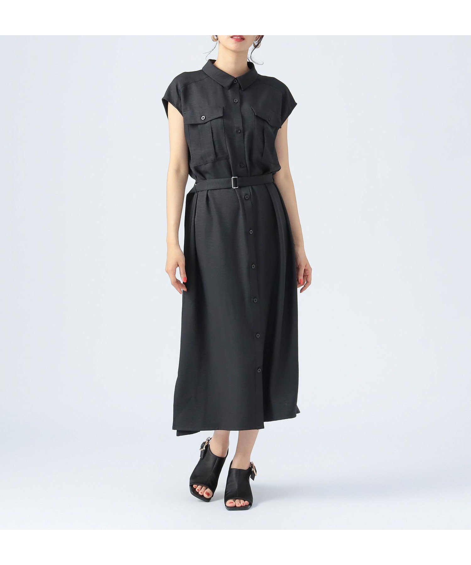 【ビームス ハート/BEAMS HEART】の【洗濯機洗い可】サファリ ワンピース 25SS シャツワンピース 夏 フレンチスリーブ インテリア・キッズ・メンズ・レディースファッション・服の通販 founy(ファニー) 　ファッション　Fashion　レディースファッション　Fashion for Women　ワンピース　Dresses　シャツワンピース / 1枚で着映えコーデ　Shirt Dresses　2025年　2025　2025春夏・S/S　Spring/Summer 2025 SS25　なめらか　Smooth, Silky Texture　サンダル　Sandals, Summer Shoes　スニーカー　Sneakers, Trainers　スリーブ　Sleeve, Long Sleeve / Short Sleeve　タンク　Tank Top, Sleeveless Top　フラップ　Flap, Flap Pocket　フレンチ　French, French Style　フロント　Front, Front Design　ポケット　Pocket, Pocket Detail　ミュール　Mule, Backless Shoes　エレガント 上品　Elegant　夏　Summer　BLACK|ID: prp329100004522524 ipo3291000000033113258