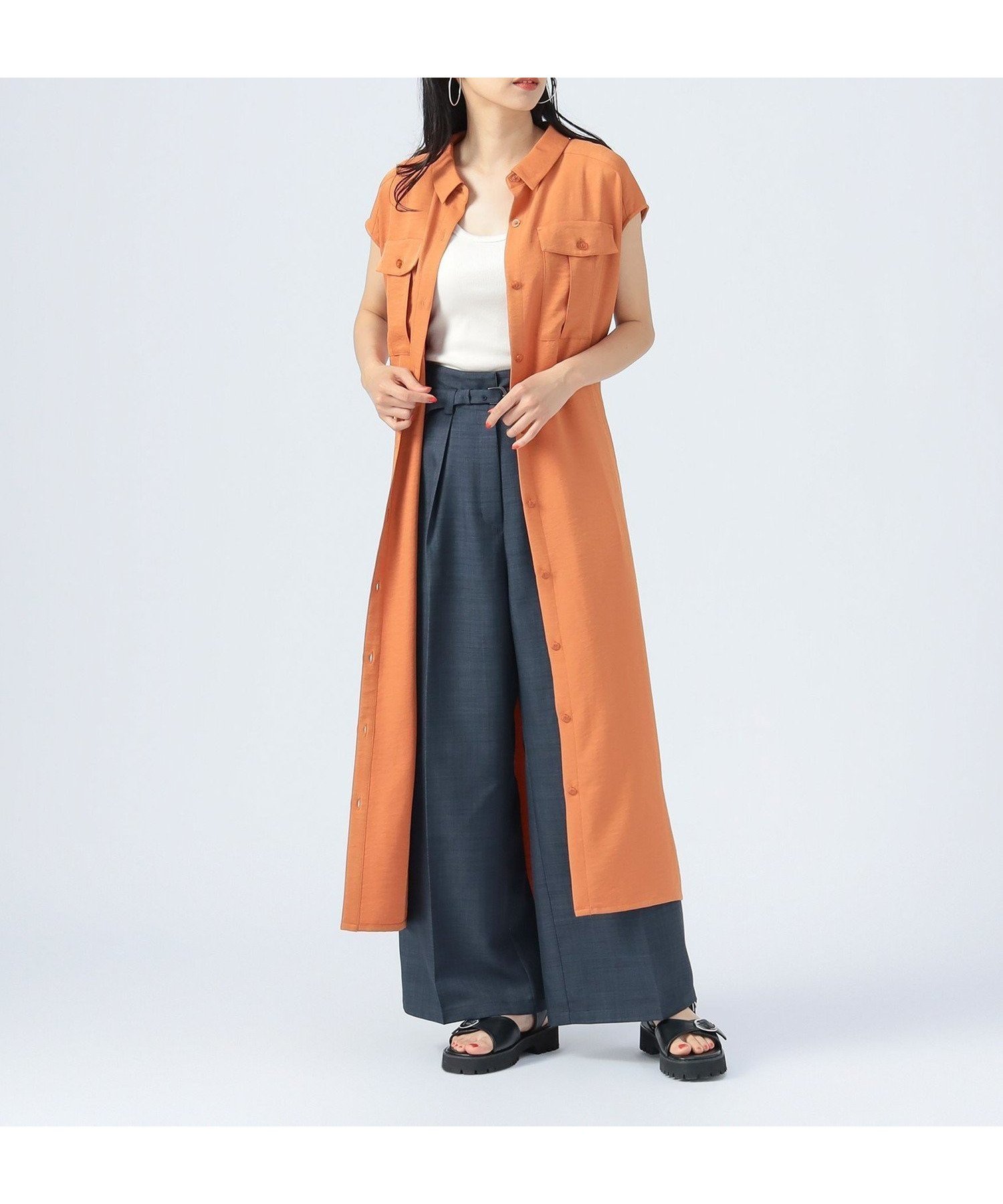 【ビームス ハート/BEAMS HEART】の【洗濯機洗い可】サファリ ワンピース 25SS シャツワンピース 夏 フレンチスリーブ インテリア・キッズ・メンズ・レディースファッション・服の通販 founy(ファニー) 　ファッション　Fashion　レディースファッション　Fashion for Women　ワンピース　Dresses　シャツワンピース / 1枚で着映えコーデ　Shirt Dresses　2025年　2025　2025春夏・S/S　Spring/Summer 2025 SS25　なめらか　Smooth, Silky Texture　サンダル　Sandals, Summer Shoes　スニーカー　Sneakers, Trainers　スリーブ　Sleeve, Long Sleeve / Short Sleeve　タンク　Tank Top, Sleeveless Top　フラップ　Flap, Flap Pocket　フレンチ　French, French Style　フロント　Front, Front Design　ポケット　Pocket, Pocket Detail　ミュール　Mule, Backless Shoes　エレガント 上品　Elegant　夏　Summer　ORANGE|ID: prp329100004522524 ipo3291000000033113262