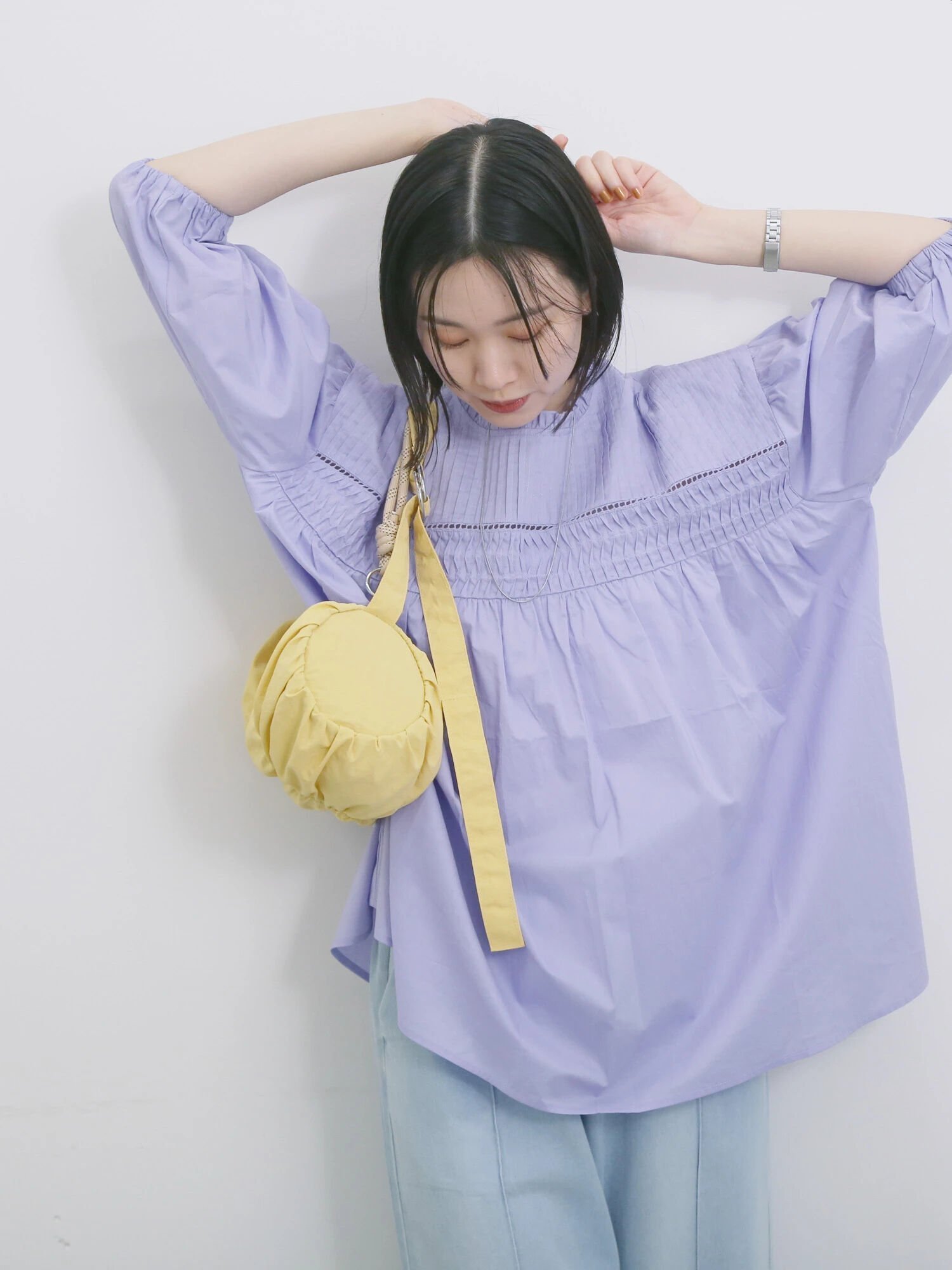 【サマンサモスモス/Samansa Mos2】の◎ピンタックギャザーブラウス インテリア・キッズ・メンズ・レディースファッション・服の通販 founy(ファニー) 　ファッション　Fashion　レディースファッション　WOMEN　トップス・カットソー　Tops/Tshirt　シャツ/ブラウス　Shirts/Blouses　ギャザー　Gather　フリル　Frills　エレガント 上品　Elegant　ラベンダー|ID: prp329100004522542 ipo3291000000031990581