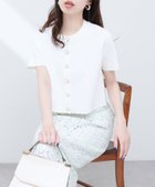 【ナチュラルクチュール/natural couture】の【WEB限定】ミラノリブデザイン釦半袖カーディガン オフホワイト|ID: prp329100004522544 ipo3291000000031990602