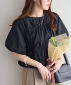【ディスコート/Discoat】のギャザー裾ドロストブラウス5分袖 ブラック|ID: prp329100004522566 ipo3291000000031990846