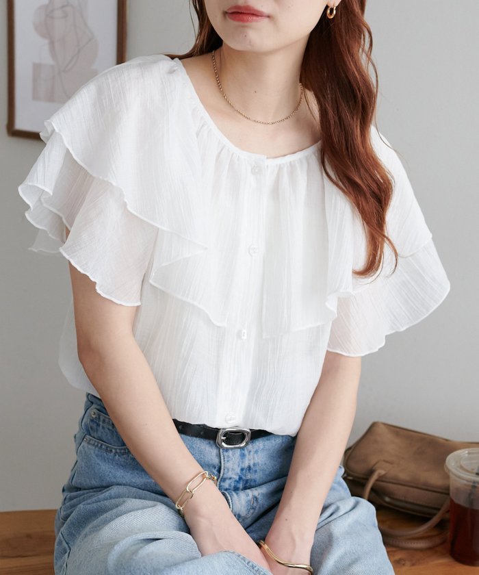 【ディスコート/Discoat】の【WEB限定】フリルカラーブラウス インテリア・キッズ・メンズ・レディースファッション・服の通販 founy(ファニー) https://founy.com/ ファッション Fashion レディースファッション WOMEN トップス・カットソー Tops/Tshirt シャツ/ブラウス Shirts/Blouses シアー Sheer フリル Frills エレガント 上品 Elegant 夏 Summer 春 Spring S/S・春夏 Ss・Spring/Summer |ID: prp329100004522590 ipo3291000000031991018