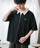 【ロッキーモンロー/Rocky Monroe】のU.S. POLO ASSN. 別注コラボワンポイントロゴ刺繍天竺ハーフジップポロシャツ ブラック×ホワイト|ID: prp329100004522616 ipo3291000000031991290