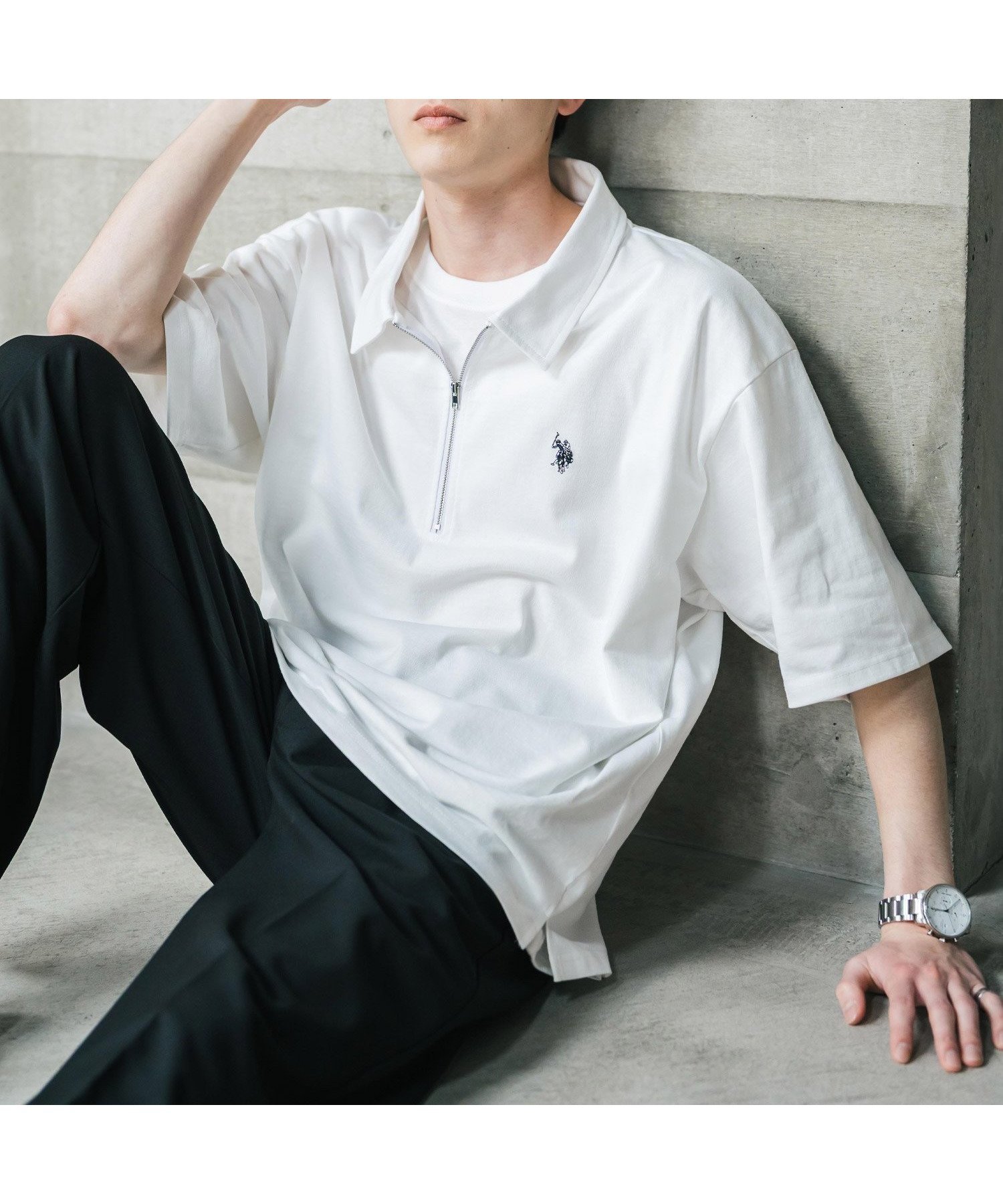 【ロッキーモンロー/Rocky Monroe】のU.S. POLO ASSN. 別注コラボワンポイントロゴ刺繍天竺ハーフジップポロシャツ インテリア・キッズ・メンズ・レディースファッション・服の通販 founy(ファニー) 　ファッション　Fashion　レディースファッション　WOMEN　トップス・カットソー　Tops/Tshirt　シャツ/ブラウス　Shirts/Blouses　ポロシャツ　Polo Shirts　インナー　Inner　シンプル　Simple　スポーツ　Sports　スリット　Slit　バランス　Balance　ポロシャツ　Polo Shirt　別注　Special Order　メンズ　Mens　リラックス　Relax　ワイド　Wide　再入荷　Restock/Back In Stock/Re Arrival　おすすめ　Recommend　ホワイト|ID: prp329100004522616 ipo3291000000031991305