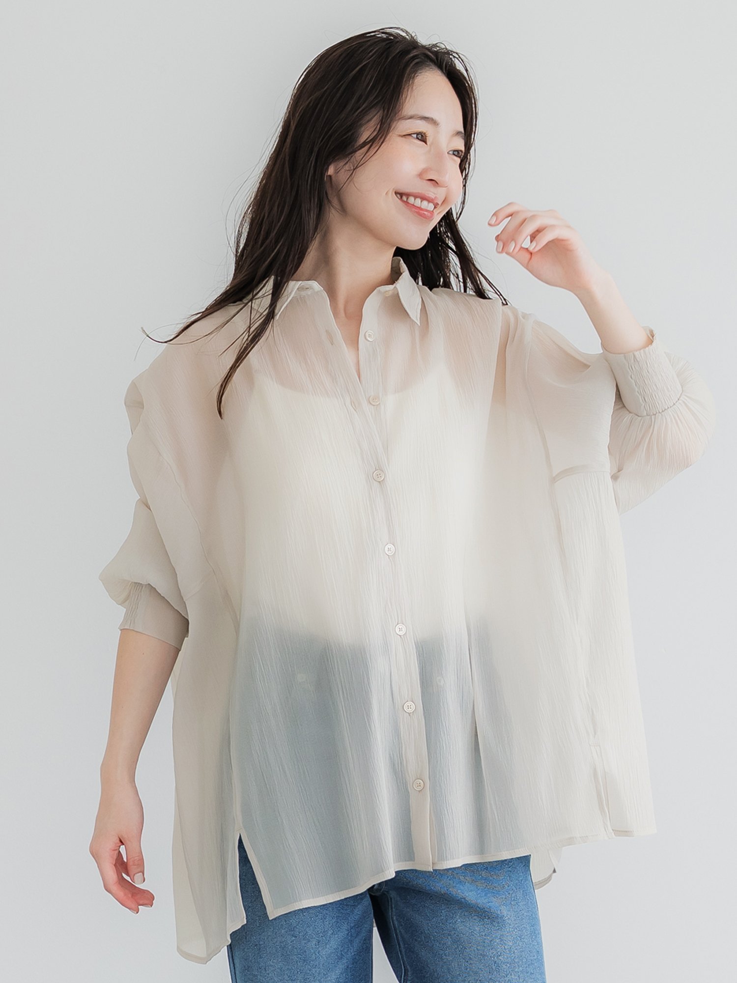 【コカ/COCA】のシアービッグシャツ インテリア・キッズ・メンズ・レディースファッション・服の通販 founy(ファニー) 　ファッション　Fashion　レディースファッション　WOMEN　トップス・カットソー　Tops/Tshirt　シャツ/ブラウス　Shirts/Blouses　カフス　Cuffs　キャミソール　Camisole　シアー　Sheer　スリット　Slit　ノースリーブ　No Sleeve　ビッグ　Big　ポケット　Pocket　夏　Summer　楽ちん　Easy　Grage|ID: prp329100004522631 ipo3291000000031991461