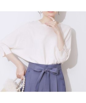 【クチュール ブローチ/Couture Brooch】の前後2WAYサマードルマンニット 人気、トレンドファッション・服の通販 founy(ファニー) ファッション Fashion レディースファッション WOMEN トップス・カットソー Tops/Tshirt ニット Knit Tops サマー Summer スリット Slit パール Pearl |ID:prp329100004522650