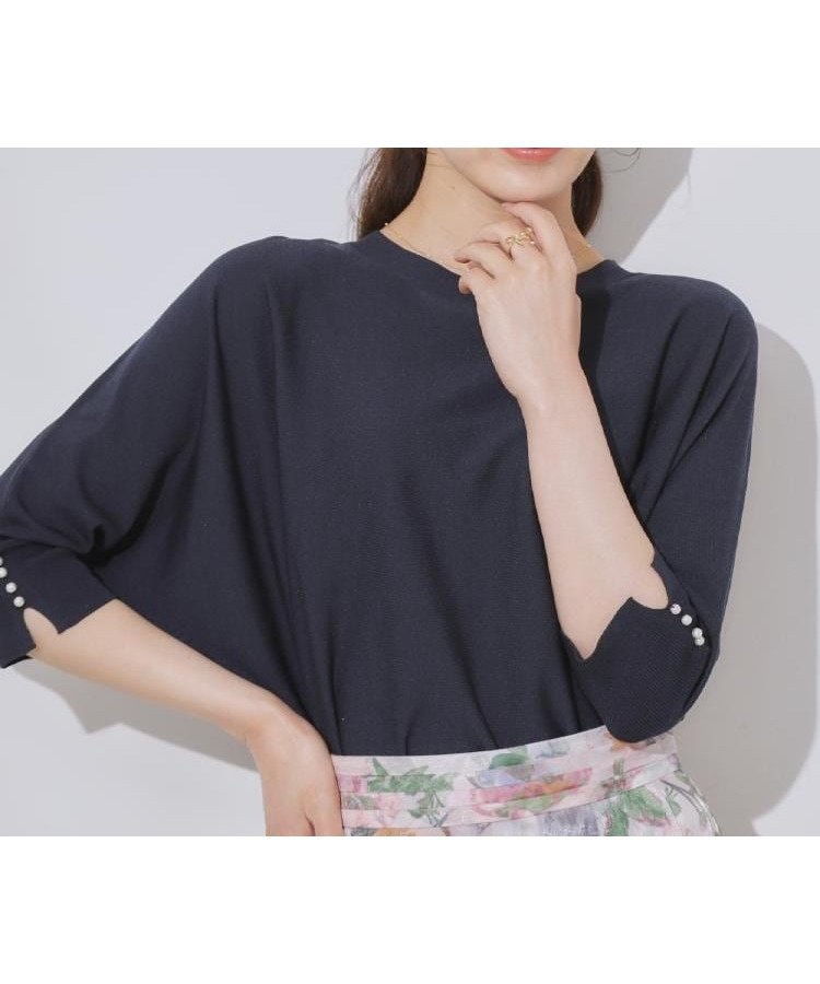 【クチュール ブローチ/Couture Brooch】の前後2WAYサマードルマンニット インテリア・キッズ・メンズ・レディースファッション・服の通販 founy(ファニー) 　ファッション　Fashion　レディースファッション　WOMEN　トップス・カットソー　Tops/Tshirt　ニット　Knit Tops　サマー　Summer　スリット　Slit　パール　Pearl　ネイビー|ID: prp329100004522650 ipo3291000000031991678