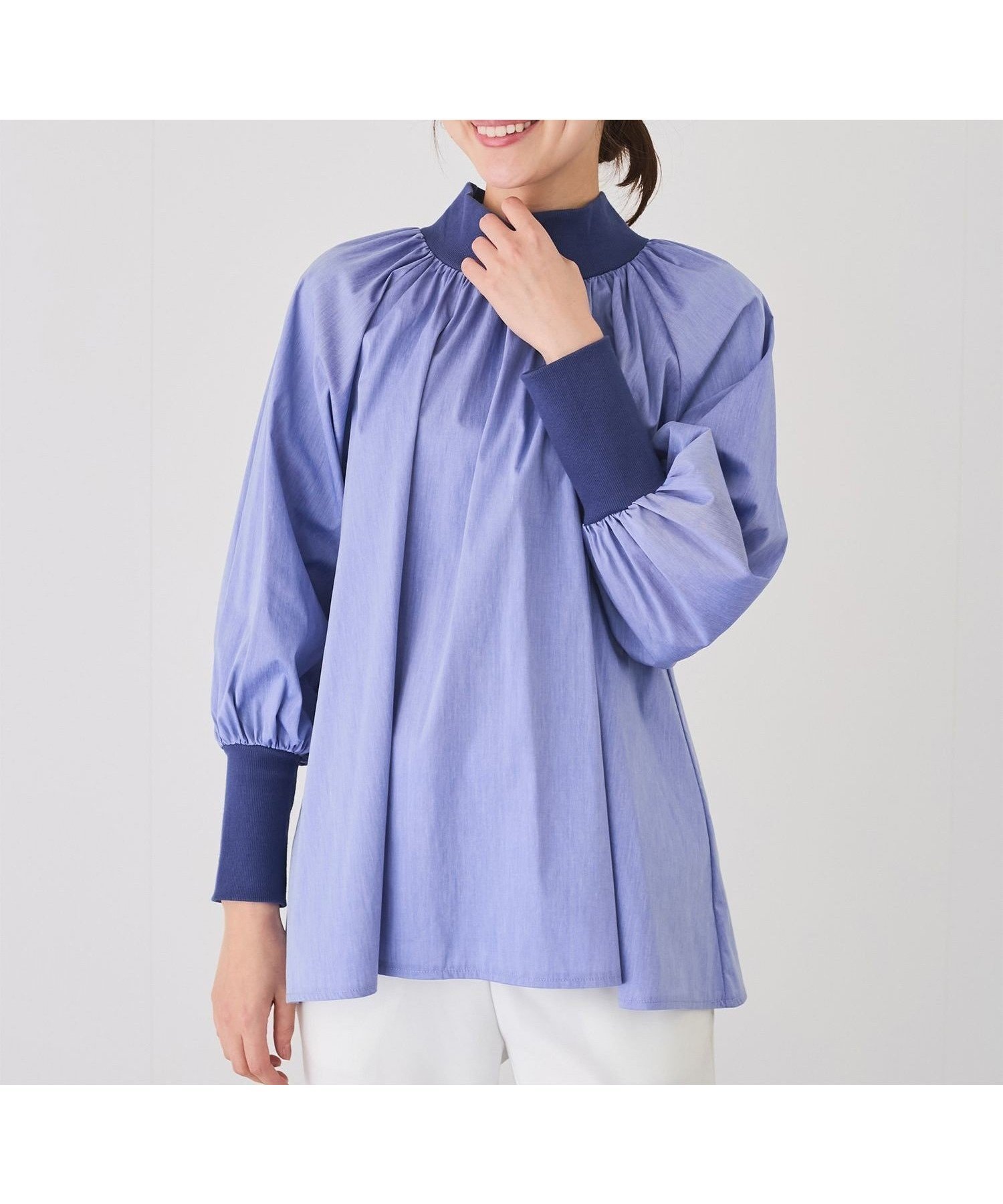【ジャイロ/JAYRO】のハイネックタックプルオーバー インテリア・キッズ・メンズ・レディースファッション・服の通販 founy(ファニー) 　ファッション　Fashion　レディースファッション　WOMEN　トップス・カットソー　Tops/Tshirt　プルオーバー　Pullover　おすすめ　Recommend　ギャザー　Gather　スリーブ　Sleeve　バランス　Balance　ペンシル　Pencil　ボトム　Bottom　ポケット　Pocket　ブルー(44)|ID: prp329100004522654 ipo3291000000031991705