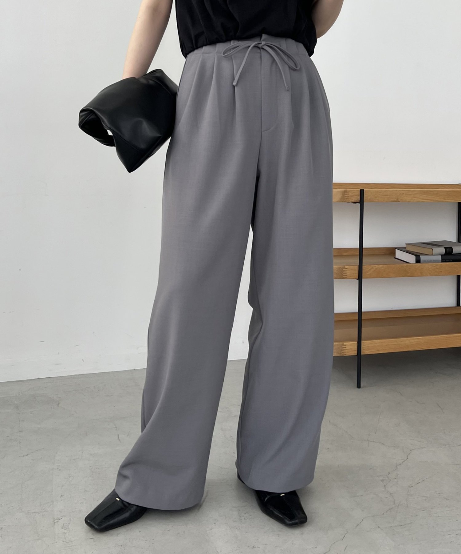 【カプリシューレマージュ/CAPRICIEUX LEMAGE】の【低身長サイズあり】ドロストパンツ インテリア・キッズ・メンズ・レディースファッション・服の通販 founy(ファニー) 　ファッション　Fashion　レディースファッション　WOMEN　パンツ　Pants　おすすめ　Recommend　シャーリング　Shirring　ストレート　Straight　スラックス　Slacks　夏　Summer　春　Spring　S/S・春夏　Ss・Spring/Summer　グレー|ID: prp329100004522695 ipo3291000000031992059