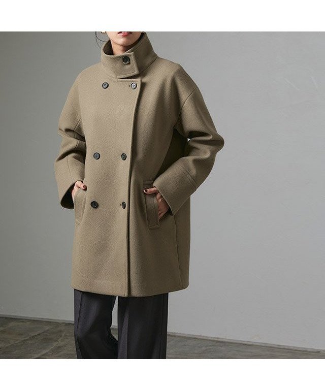 【ピエロ/Pierrot】のスタンドカラーミドルコート インテリア・キッズ・メンズ・レディースファッション・服の通販 founy(ファニー) 　ファッション　Fashion　レディースファッション　WOMEN　アウター　Coat Outerwear　コート　Coats　スタンド　Stand　トレンド　Trend　ミドル　Middle　メルトン　Melton　エレガント 上品　Elegant　防寒　Cold Protection　モカグレージュ|ID: prp329100004522816 ipo3291000000031992898