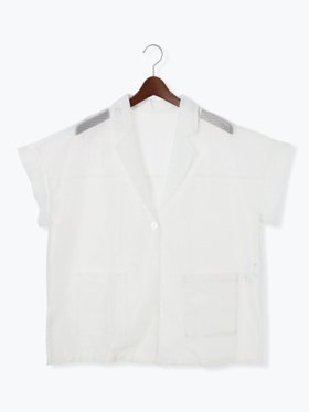 【テチチ/Te chichi】のハーフスリーブメッシュジャケット 人気、トレンドファッション・服の通販 founy(ファニー) ファッション Fashion レディースファッション WOMEN アウター Coat Outerwear ジャケット Jackets スリット Slit フロント Front ボックス Box ポケット Pocket メッシュ Mesh |ID:prp329100004522876