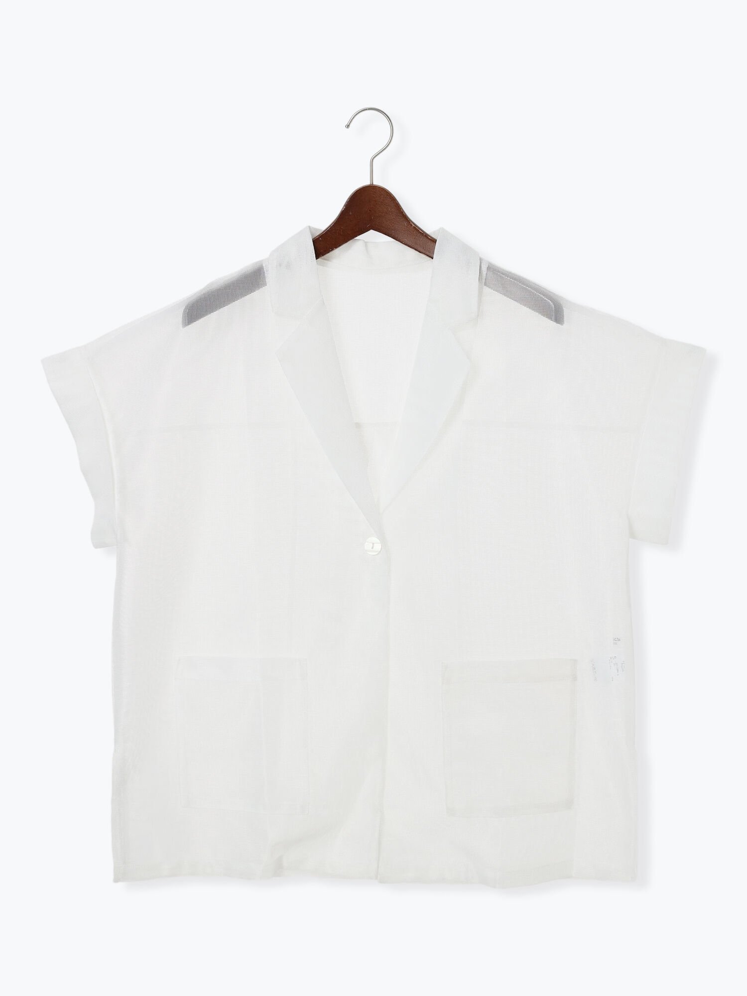 【テチチ/Te chichi】のハーフスリーブメッシュジャケット インテリア・キッズ・メンズ・レディースファッション・服の通販 founy(ファニー) 　ファッション　Fashion　レディースファッション　WOMEN　アウター　Coat Outerwear　ジャケット　Jackets　スリット　Slit　フロント　Front　ボックス　Box　ポケット　Pocket　メッシュ　Mesh　オフホワイト|ID: prp329100004522876 ipo3291000000031993312