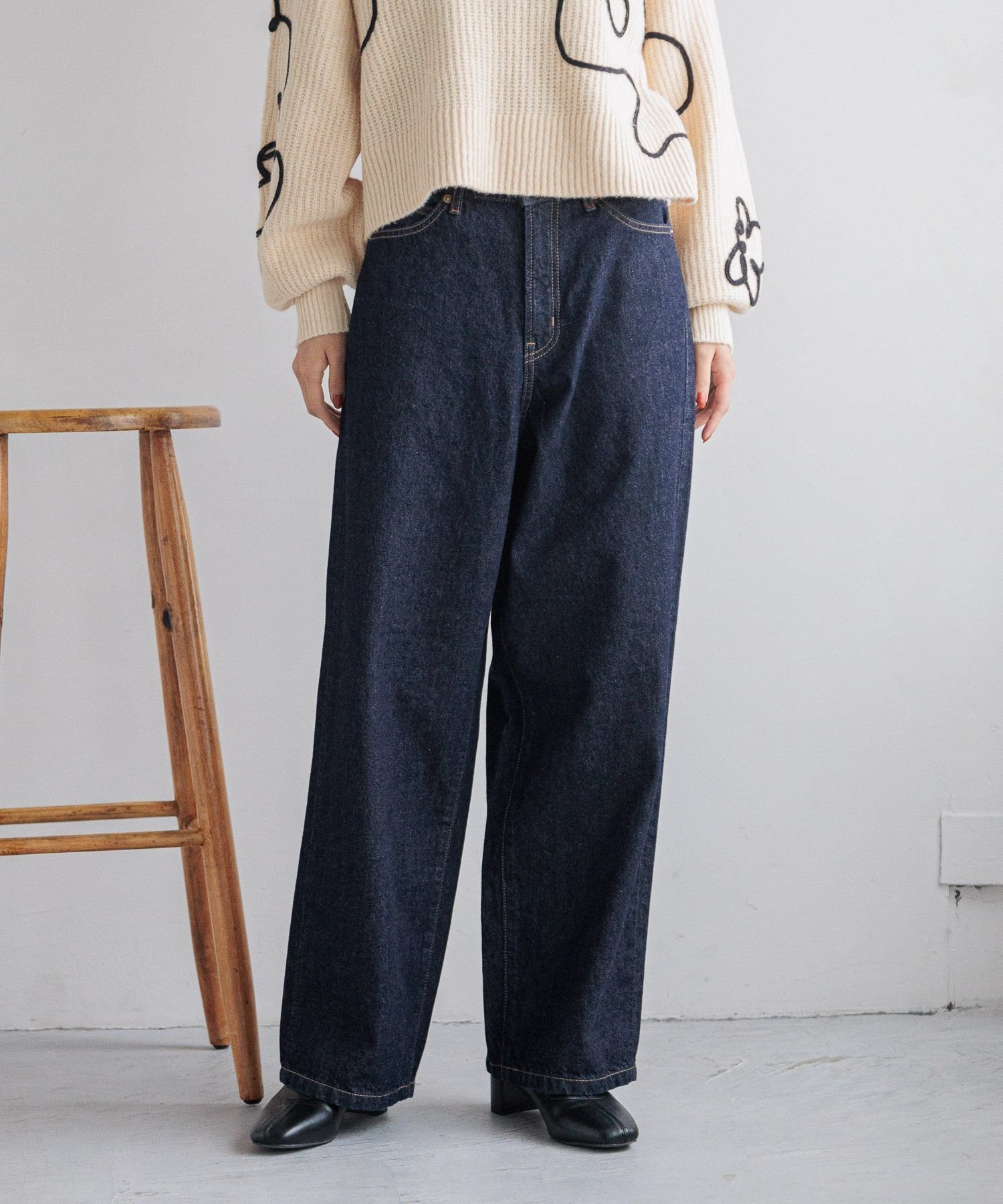 【ローリーズファーム/LOWRYS FARM】のCONE/ワイドストレートパンツ インテリア・キッズ・メンズ・レディースファッション・服の通販 founy(ファニー) 　ファッション　Fashion　レディースファッション　WOMEN　パンツ　Pants　おすすめ　Recommend　アメリカン　American　クラシック　Classic　コンパクト　Compact　ストレート　Straight　デニム　Denim　フリンジ　Fringe　ワイド　Wide　ヴィンテージ　Vintage　定番　Standard　ネイビー|ID: prp329100004522923 ipo3291000000031993590