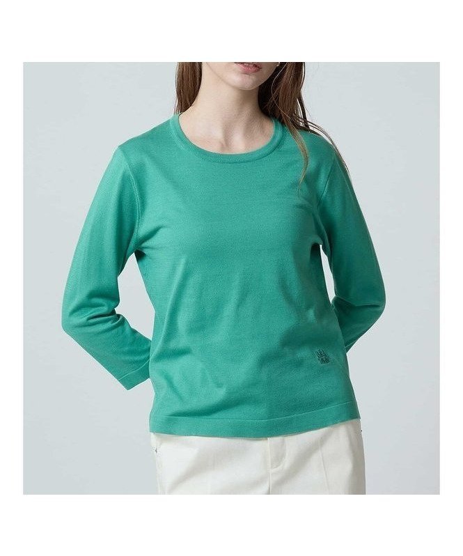 【アクアスキュータム/Aquascutum】のギザコットン プルオーバー インテリア・キッズ・メンズ・レディースファッション・服の通販 founy(ファニー) 　ファッション　Fashion　レディースファッション　WOMEN　トップス・カットソー　Tops/Tshirt　プルオーバー　Pullover　アンサンブル　Ensemble　カーディガン　Cardigan　シンプル　Simple　ベーシック　Basic　ラウンド　Round　グリーン|ID: prp329100004522949 ipo3291000000031993727