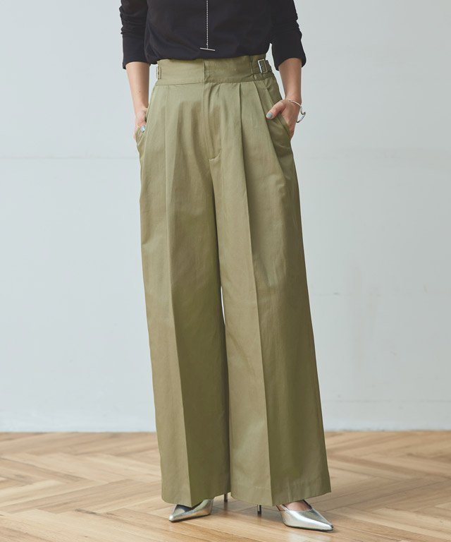 【ピエロ/Pierrot】のRASW サイドベルトワイドチノパンツ 人気、トレンドファッション・服の通販 founy(ファニー) 　ファッション　Fashion　レディースファッション　WOMEN　パンツ　Pants　ベルト　Belts　センター　Center　ダブル　Double　ワイド　Wide　エレガント 上品　Elegant　 other-1|ID: prp329100004522974 ipo3291000000031993880