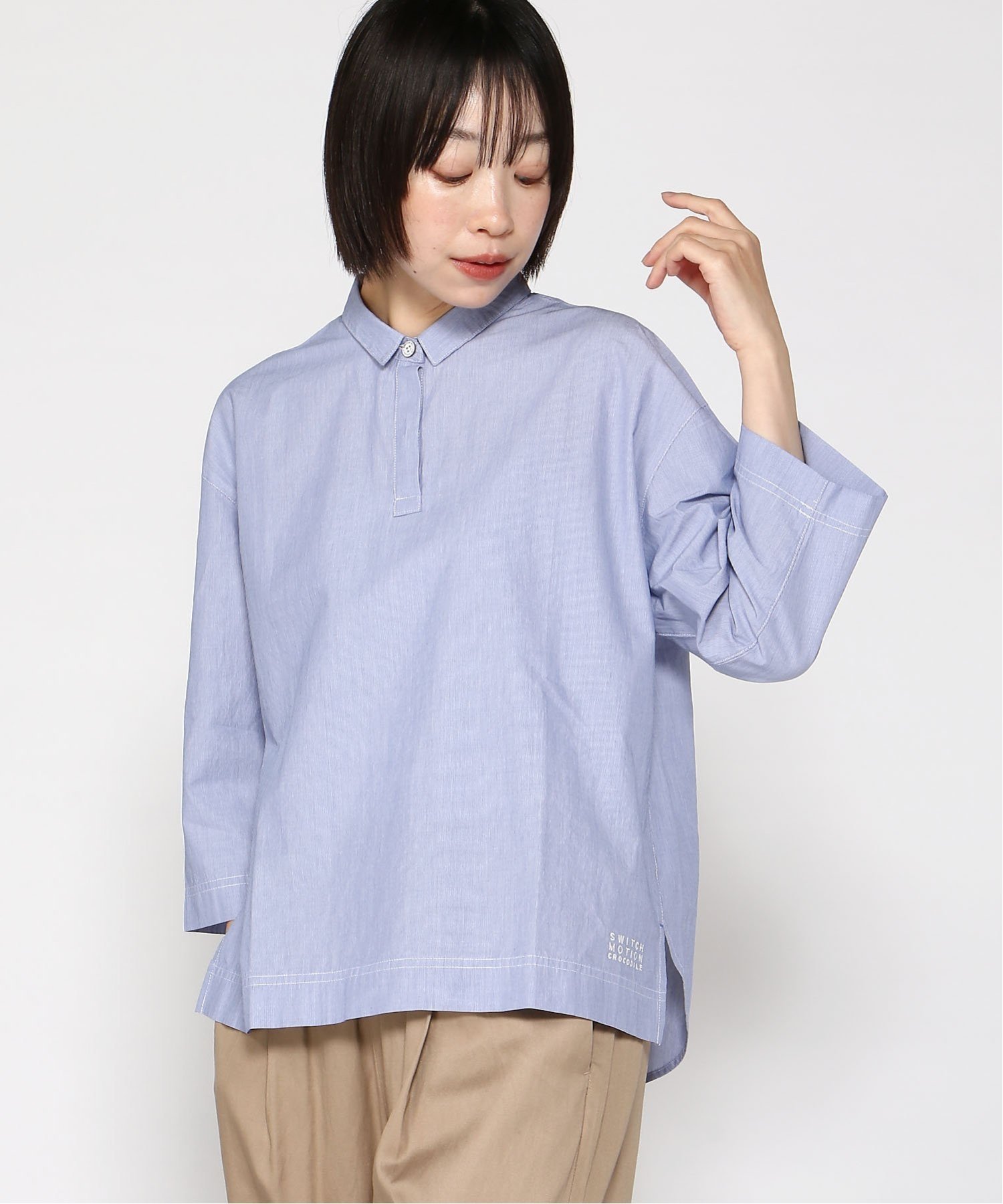 【クロコダイル/CROCODILE】のスノーコットン バックタック 七分袖ブラウス【接触冷感】 インテリア・キッズ・メンズ・レディースファッション・服の通販 founy(ファニー) 　ファッション　Fashion　レディースファッション　WOMEN　トップス・カットソー　Tops/Tshirt　シャツ/ブラウス　Shirts/Blouses　バッグ　Bag　オレンジ　Orange　カットソー　Cut And Sew　夏　Summer　春　Spring　S/S・春夏　Ss・Spring/Summer　ブルー|ID: prp329100004523046 ipo3291000000031994427