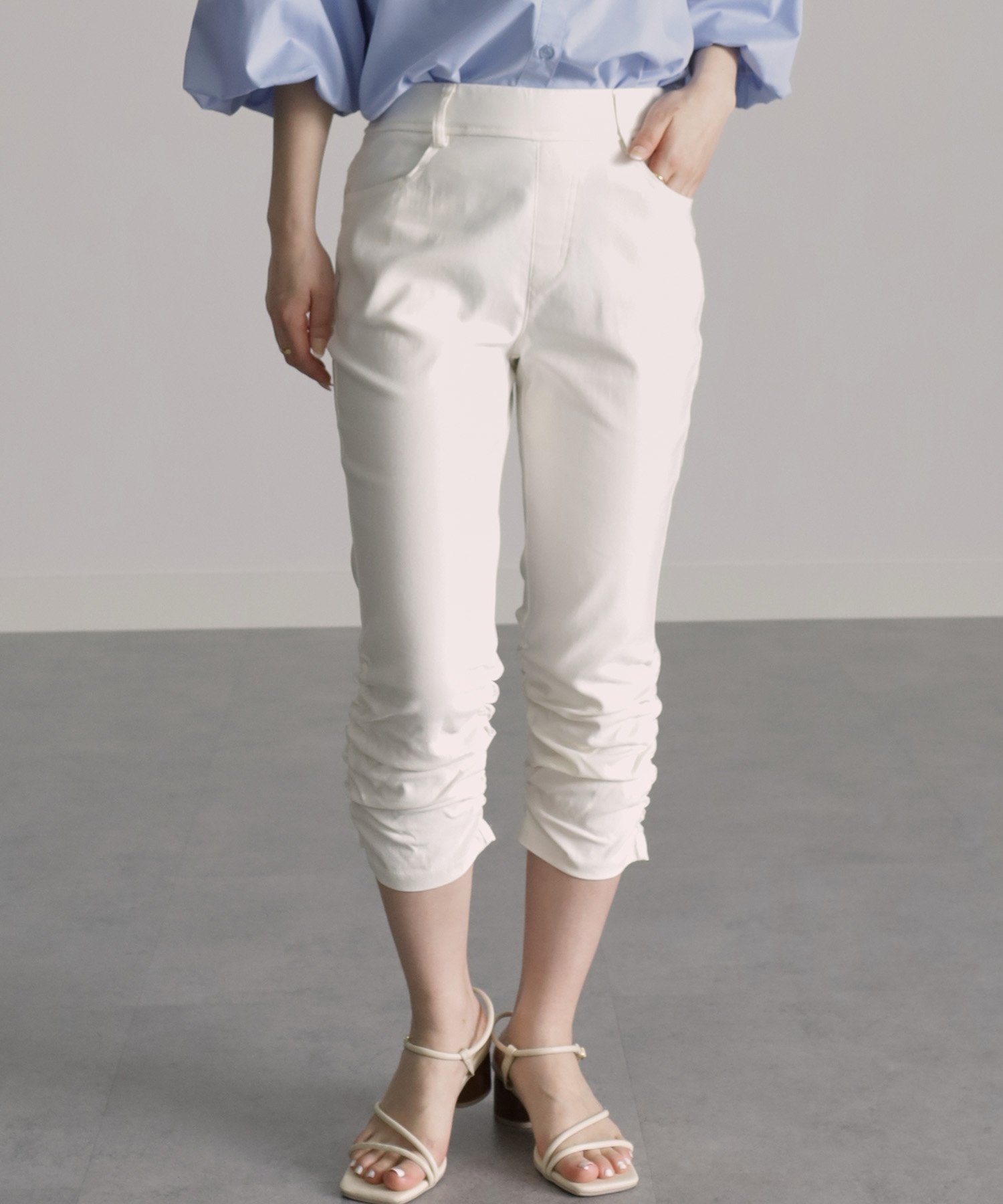 【ラナン/Ranan】の機能付美脚裾くしゅパンツ インテリア・キッズ・メンズ・レディースファッション・服の通販 founy(ファニー) 　ファッション　Fashion　レディースファッション　WOMEN　パンツ　Pants　ストレッチ　Stretch　ホワイト|ID: prp329100004523047 ipo3291000000031994465