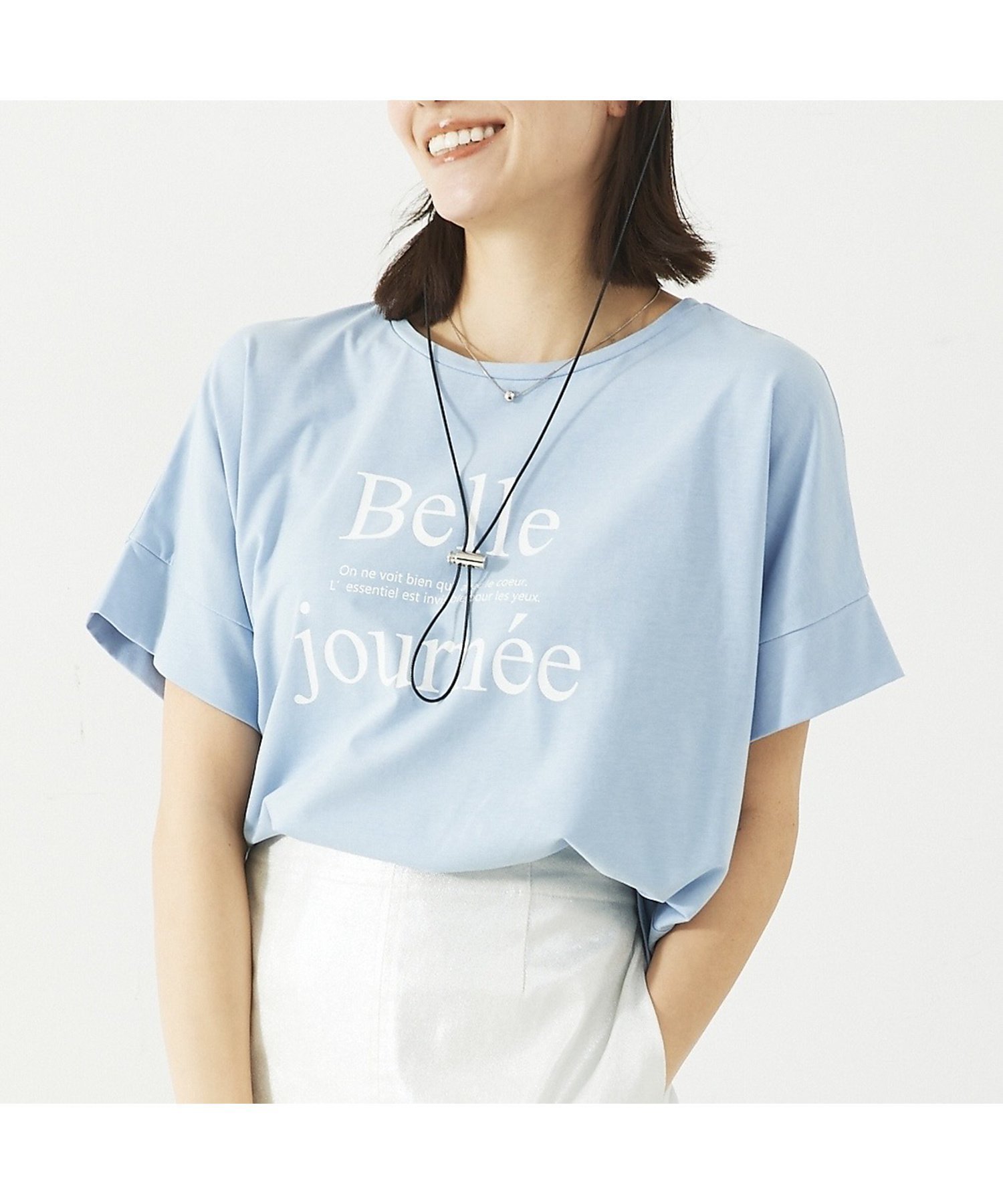 【アバハウスマヴィ/abahouse mavie】のワイドロゴT インテリア・キッズ・メンズ・レディースファッション・服の通販 founy(ファニー) 　ファッション　Fashion　レディースファッション　Fashion for Women　おすすめ　Recommended / Our Picks　シルバー　Silver, Metallic Silver　ジャケット　Jacket, Outerwear　フロント　Front, Front Design　プリント　Print, Printed Pattern　ワイド　Wide, Wide Fit　切替　Switching, Contrast Panel　定番　Standard, Basic Item　サックスブルー|ID: prp329100004523048 ipo3291000000033534951