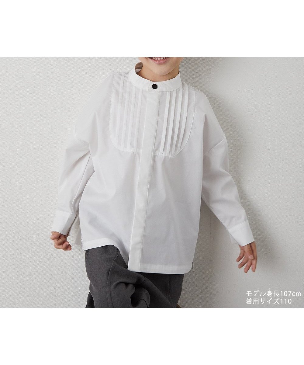 【リジェール/riziere / KIDS】のバンドカラーピンタック比翼シャツ(ボタン取り外し対応) 人気、トレンドファッション・服の通販 founy(ファニー) 　ファッション　Fashion　キッズファッション　KIDS　人気　Popularity　半袖　Short Sleeve　長袖　Long Sleeve　 other-1|ID: prp329100004523067 ipo3291000000031994644