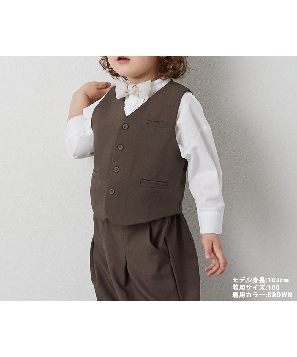 【リジェール/riziere / KIDS】のフォーマルベスト(裏地ストライプ) インテリア・キッズ・メンズ・レディースファッション・服の通販 founy(ファニー) 　ファッション　Fashion　キッズファッション　KIDS　ストライプ　Stripe　セットアップ　Set Up　フォーマル　Formal　ベスト　Vest　ポケット　Pocket　入学式　Entrance Ceremony　無地　Plain Color　結婚式　Wedding Ceremony　BROWN|ID: prp329100004523102 ipo3291000000031994948