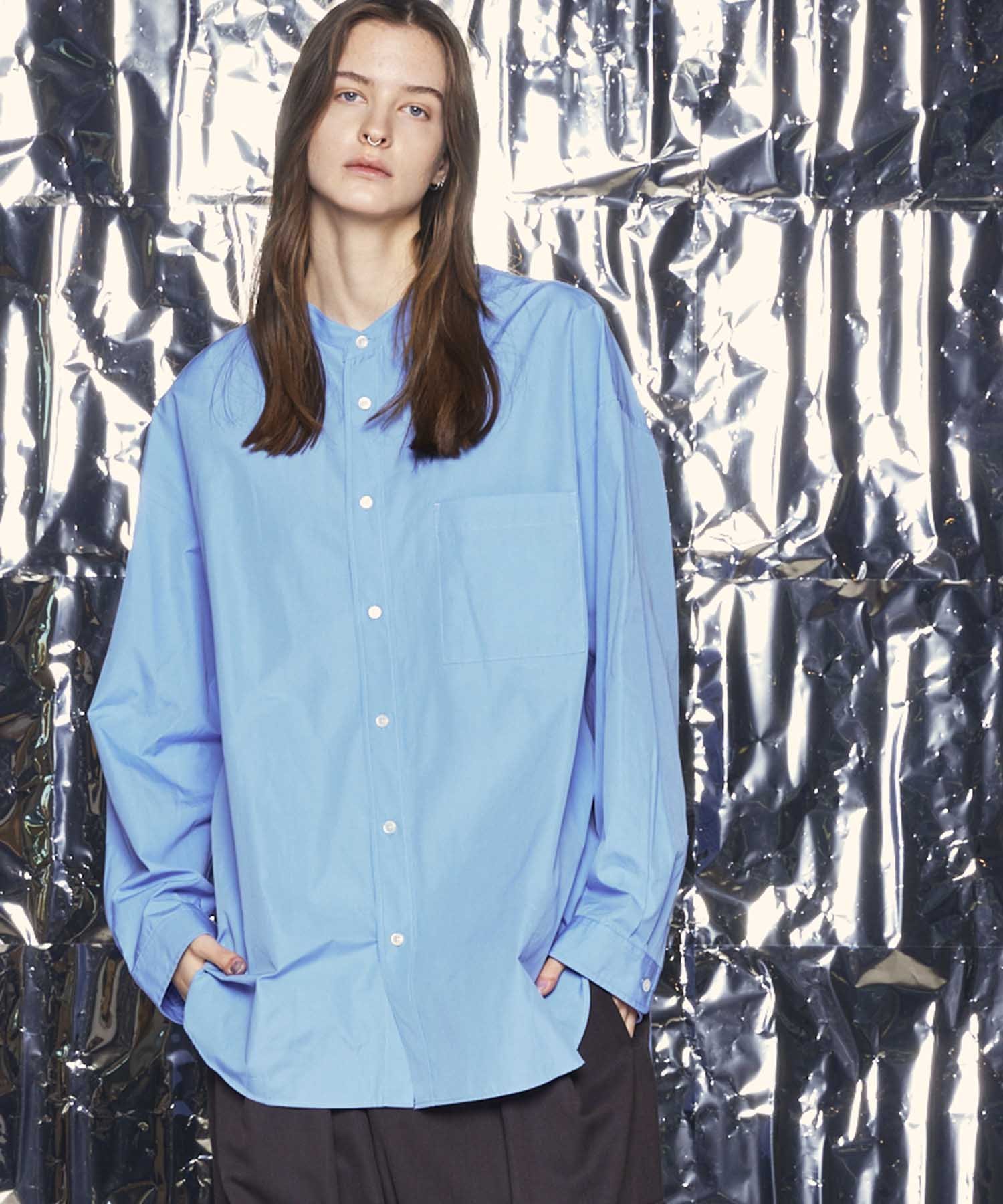 【メゾンスペシャル/MAISON SPECIAL】の【THOMAS MASON】Prime-Over Band Collar Shirt インテリア・キッズ・メンズ・レディースファッション・服の通販 founy(ファニー) 　ファッション　Fashion　レディースファッション　WOMEN　トップス・カットソー　Tops/Tshirt　シャツ/ブラウス　Shirts/Blouses　クラシック　Classic　ショルダー　Shoulder　シンプル　Simple　スタイリッシュ　Stylish　ドロップ　Drop　パターン　Pattern　モダン　Modern　BLU|ID: prp329100004523108 ipo3291000000031995006