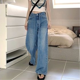 【ミニミニストア/miniministore】のウォッシュドデニムパンツ レディース韓国 人気、トレンドファッション・服の通販 founy(ファニー) ファッション Fashion レディースファッション WOMEN パンツ Pants デニムパンツ Denim Pants おすすめ Recommend ショート Short ジーンズ Jeans ストリング String ストレート Straight デニム Denim ドローストリング Drawstring ワイド Wide |ID:prp329100004523135