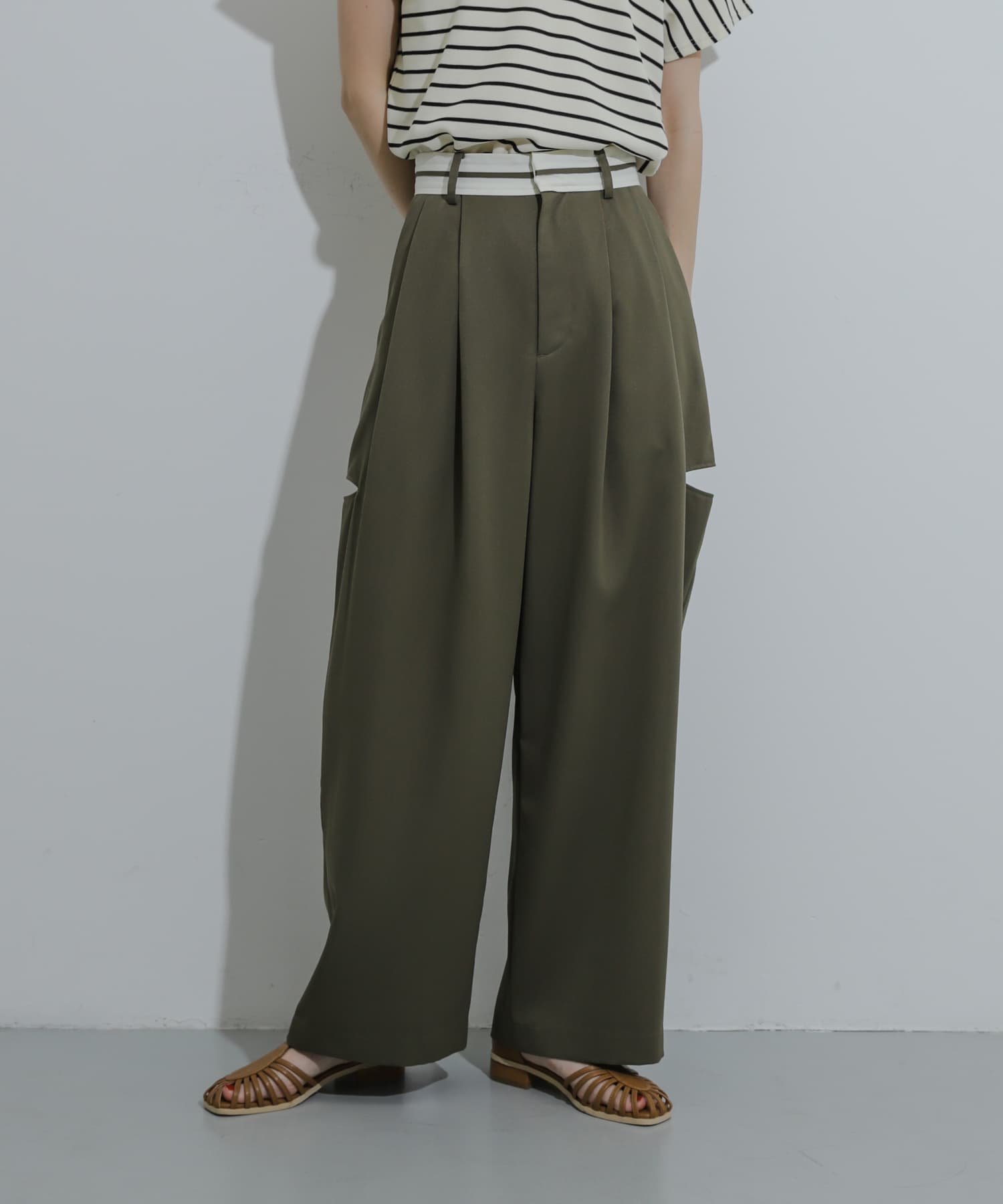 【センスオブプレイス/SENSE OF PLACE by URBAN RESEARCH】のマーベルトスリットパンツ インテリア・キッズ・メンズ・レディースファッション・服の通販 founy(ファニー) 　ファッション　Fashion　レディースファッション　WOMEN　パンツ　Pants　ベルト　Belts　2024年　2024　2024春夏・S/S　Ss,Spring/Summer,2024　おすすめ　Recommend　スリット　Slit　トレンド　Trend　ワイド　Wide　人気　Popularity　夏　Summer　春　Spring　S/S・春夏　Ss・Spring/Summer　KHAKI|ID: prp329100004523142 ipo3291000000031995314