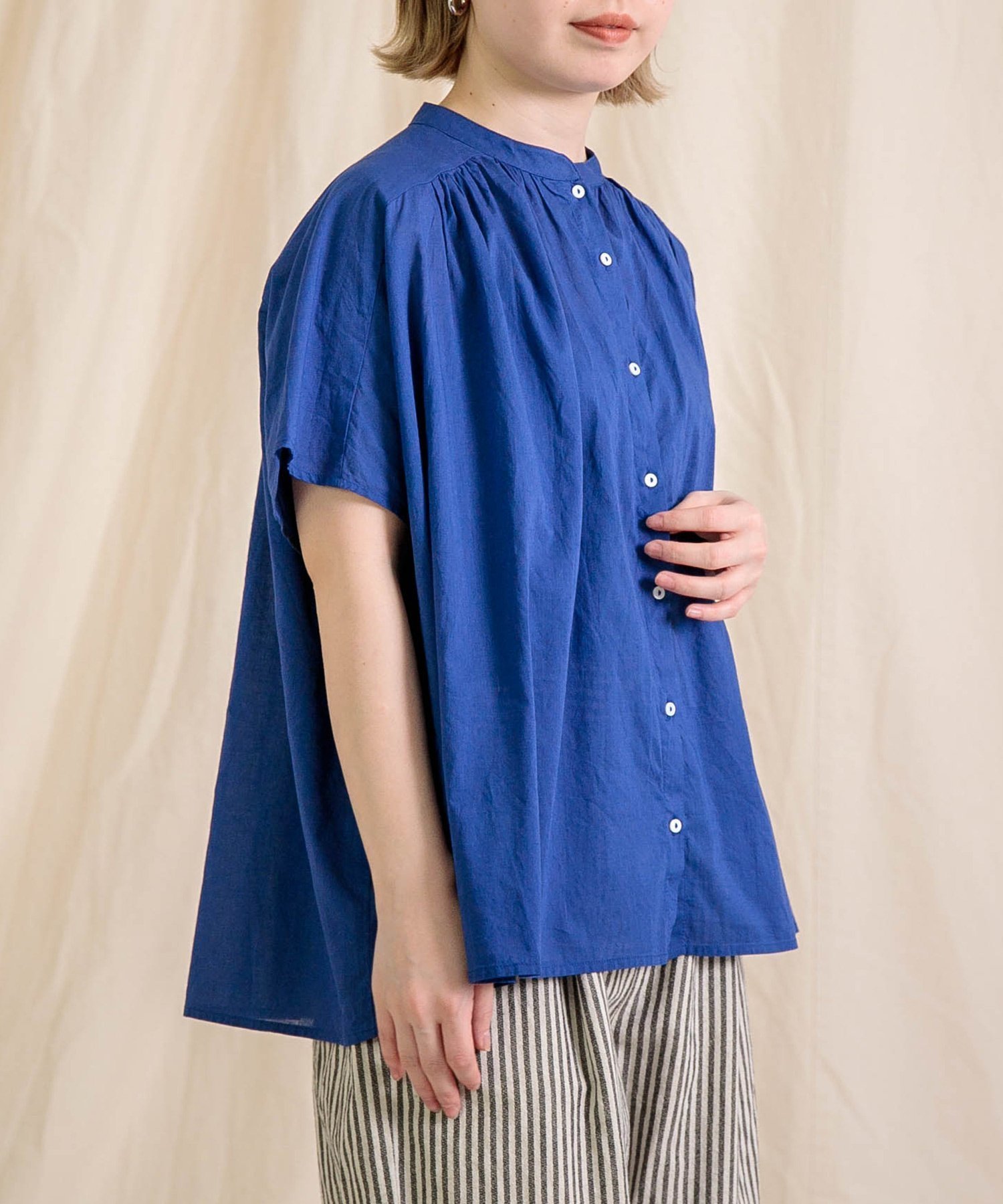 【ドミンゴ/DOMINGO】のインドボイル フロンセシャツ インテリア・キッズ・メンズ・レディースファッション・服の通販 founy(ファニー) 　ファッション　Fashion　レディースファッション　Fashion for Women　トップス・カットソー　Cut & Sew Tops　シャツ・ブラウス・オフィスカジュアル　Elegant Blouses & Button-Ups　インド　Indian Textile　エアリー　Airy Texture　キャミソール　Camisole, Spaghetti Strap Top　ギャザー　Gathered, Ruffled　タンク　Tank Top, Sleeveless Top　人気　Popular, Best Seller　フレア　Flare, Flared　ポケット　Pocket, Pocket Detail　半袖　Short Sleeve, Half Sleeve　夏　Summer　ロイヤルブルー|ID: prp329100004523175 ipo3291000000032754249