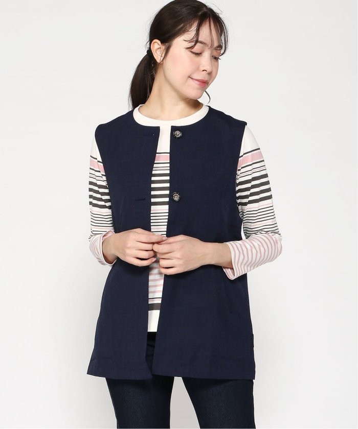 【クロコダイル/CROCODILE】のリネンライク ノーカラー ベスト インテリア・キッズ・メンズ・レディースファッション・服の通販 founy(ファニー) https://founy.com/ ファッション Fashion レディースファッション WOMEN アウター Coat Outerwear トップス・カットソー Tops/Tshirt ベスト/ジレ Gilets/Vests ベスト Vest 夏 Summer 春 Spring S/S・春夏 Ss・Spring/Summer |ID: prp329100004523221 ipo3291000000031995976
