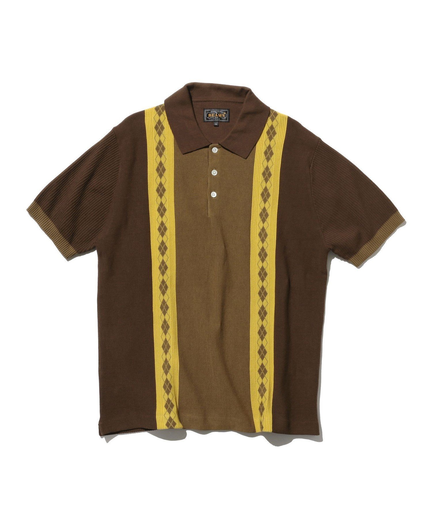 【ビームス/BEAMS / MEN】のアーガイル柄 ストライプ ニット ポロシャツ 25SS インテリア・キッズ・メンズ・レディースファッション・服の通販 founy(ファニー) 　ファッション　Fashion　メンズファッション　MEN　2025年　2025　2025春夏・S/S　Ss,Spring/Summer,2025　クラシック　Classic　スタンダード　Standard　ストライプ　Stripe　パターン　Pattern　ポロシャツ　Polo Shirt　BROWN|ID: prp329100004523228 ipo3291000000031996084